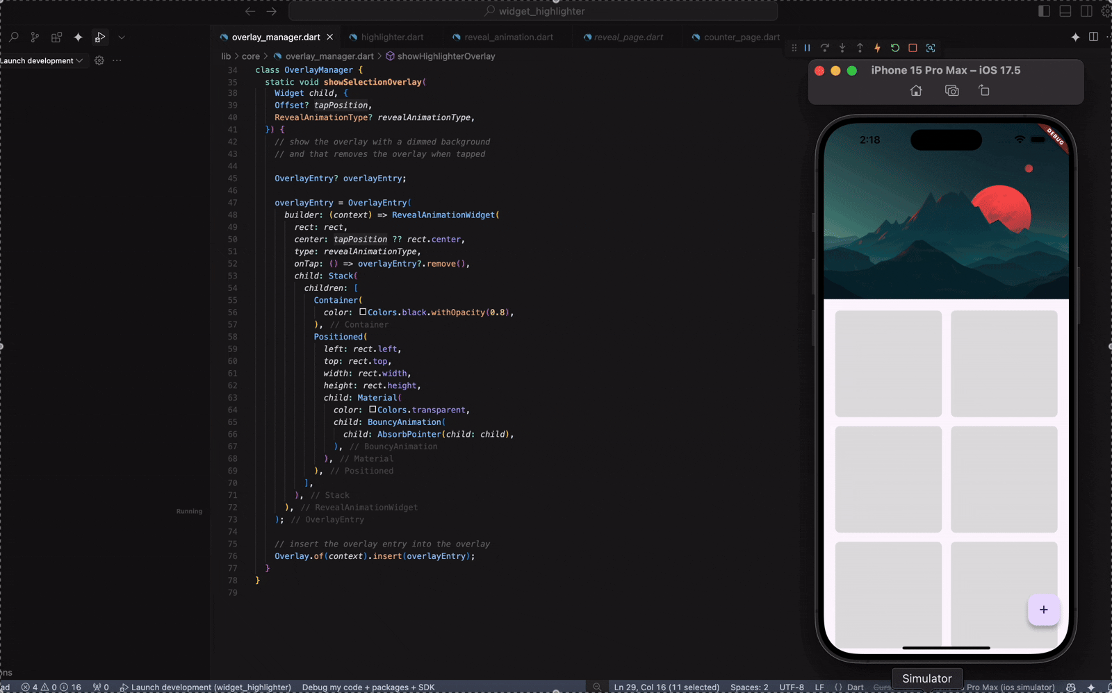Building a key-safe Widget highlighter with Circular Reveal Animation in Flutter